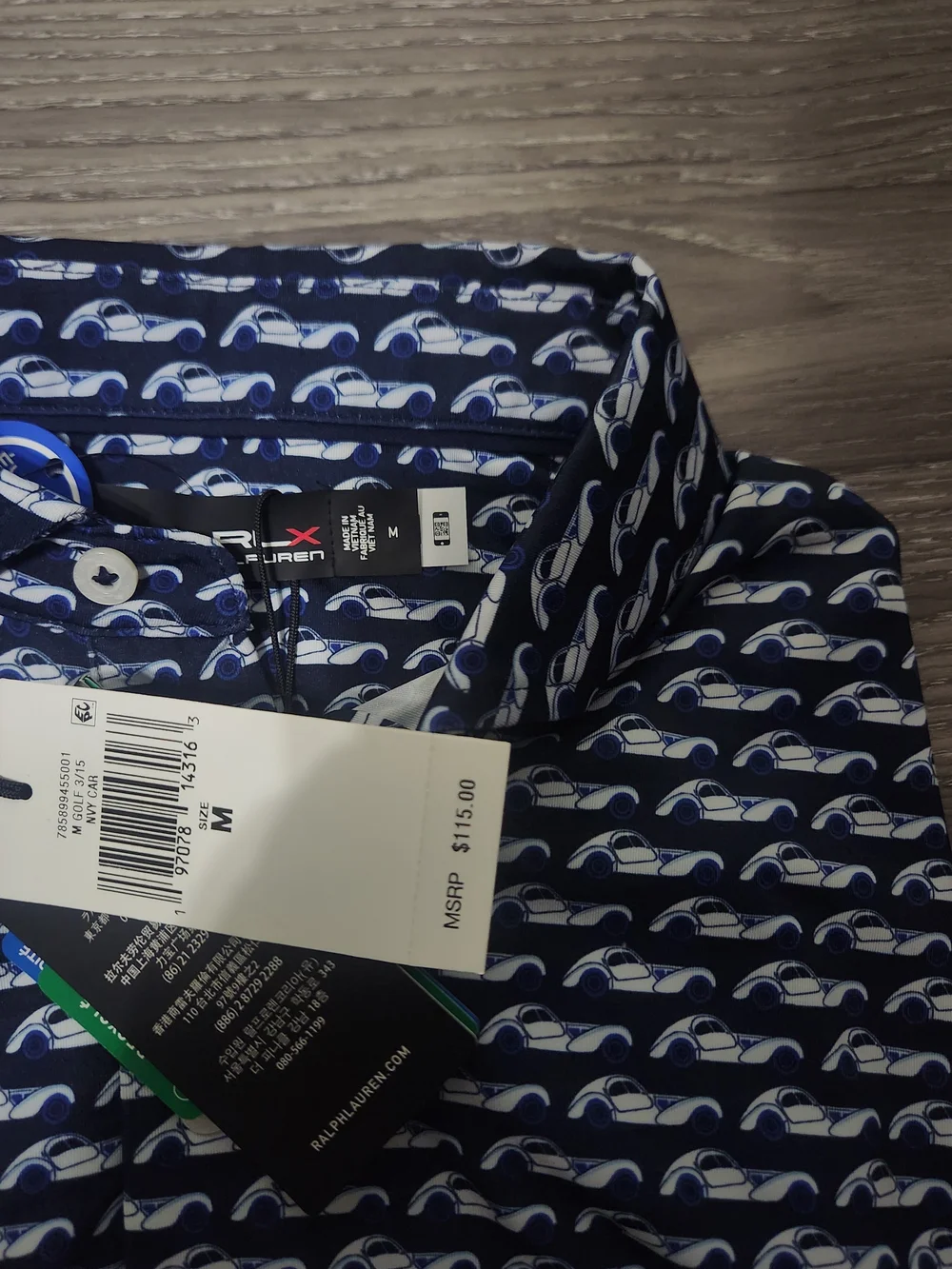 Ralph Lauren Navy Polo with White Pattern